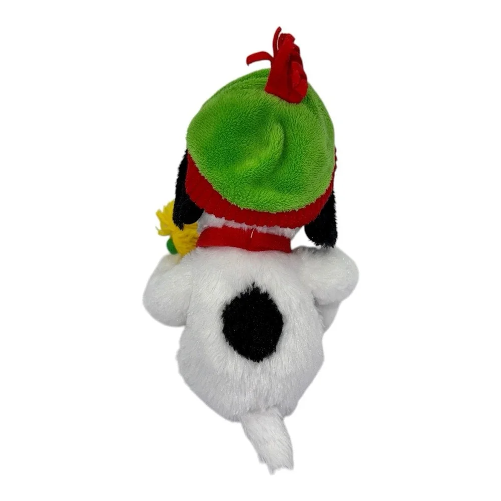 Hallmark Peanuts Plush Snoopy in Red/Green Winter Hat Holding Woodstock - Picture 3 of 13
